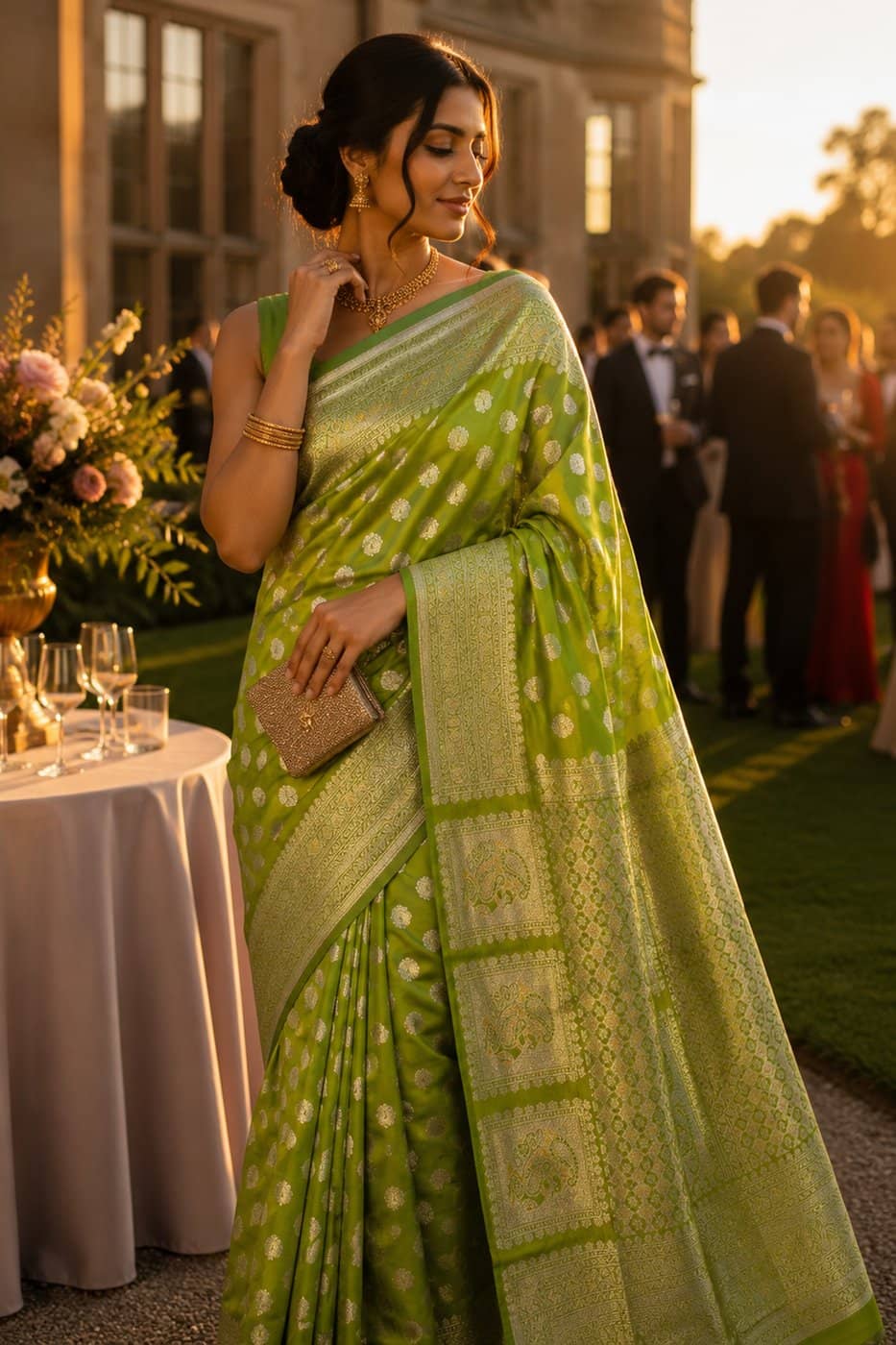 Parrot Green Salem Silk Saree