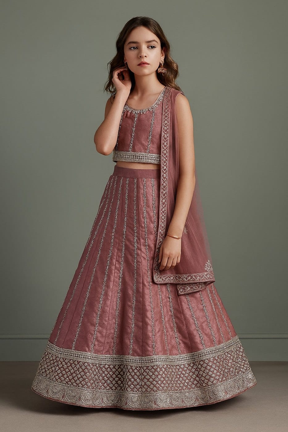Dusky Rose Zardosi Lehenga Set