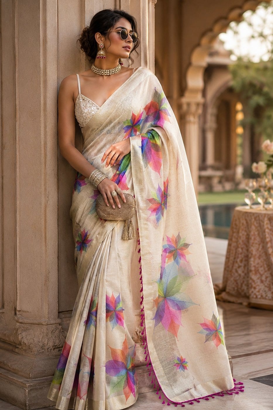 Ivory Tissue Silk Saree