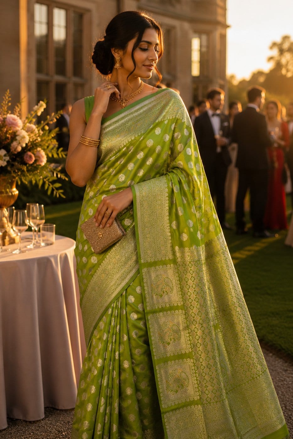 Parrot Green Salem Silk Saree