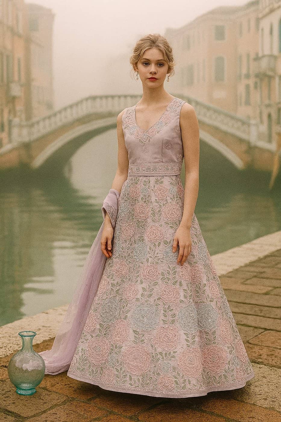 Grey Brocade Gown