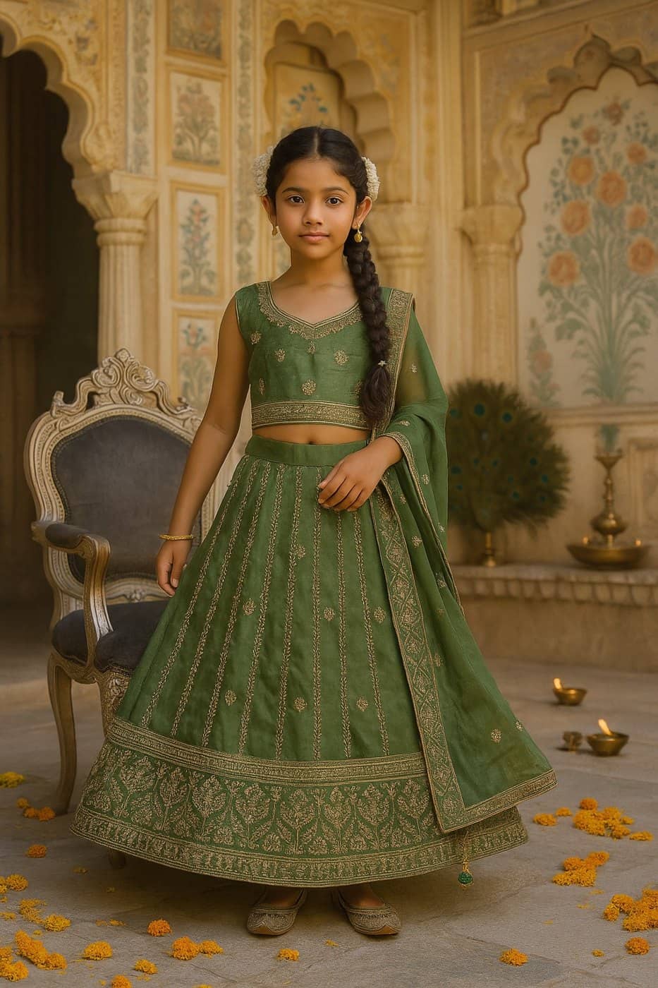 Pista Green Zardosi Lehenga Set